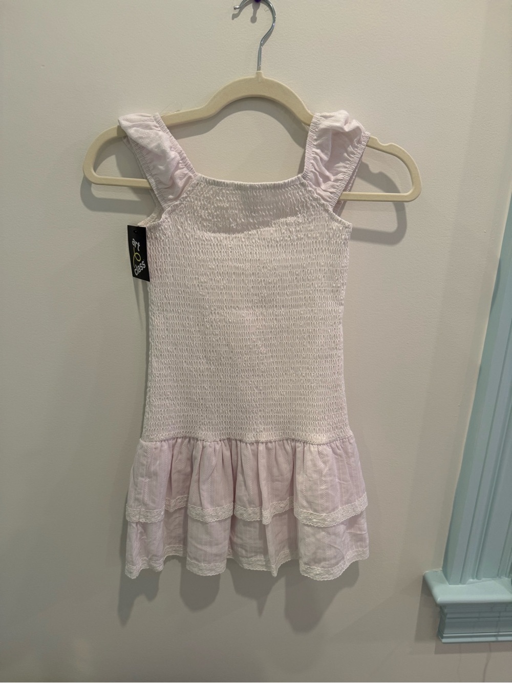 art class Light Pink Smocked Sundress with Ruffle Skirt